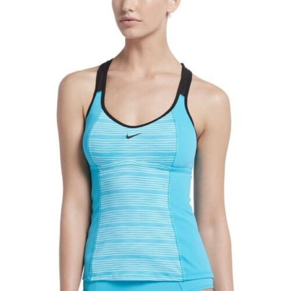 NIKE Blue Fury Stripe Racerback Tankini | S